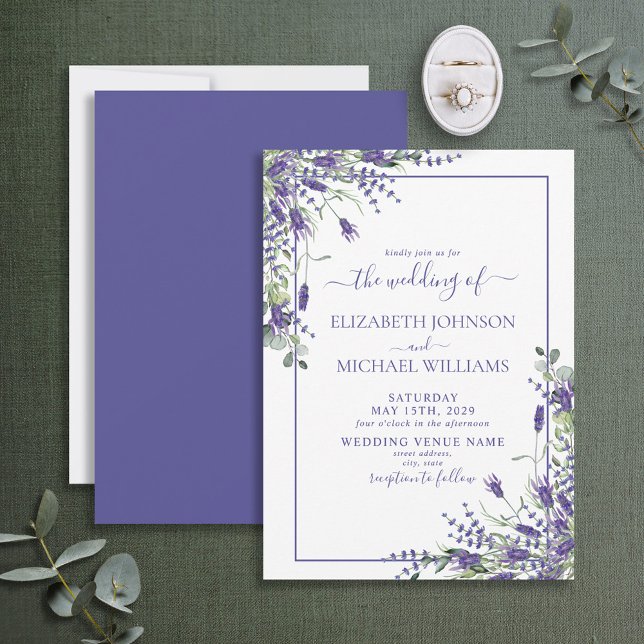 Invitación Elegante Lavanda Eucalyptus Boda de escritura flor (Subido por el creador)