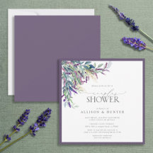 Elegante Lavanda Floral acuarela Ducha Nupcial