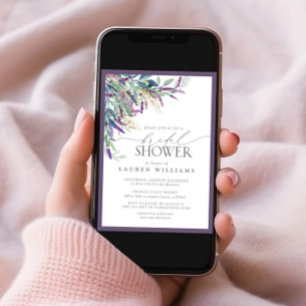 Invitación Elegante Lavanda Floral acuarela Ducha Nupcial