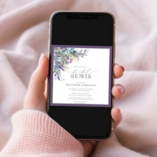 Invitación Elegante Lavanda Floral acuarela Ducha Nupcial