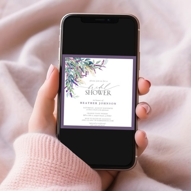 Invitación Elegante Lavanda Floral acuarela Ducha Nupcial (Subido por el creador)