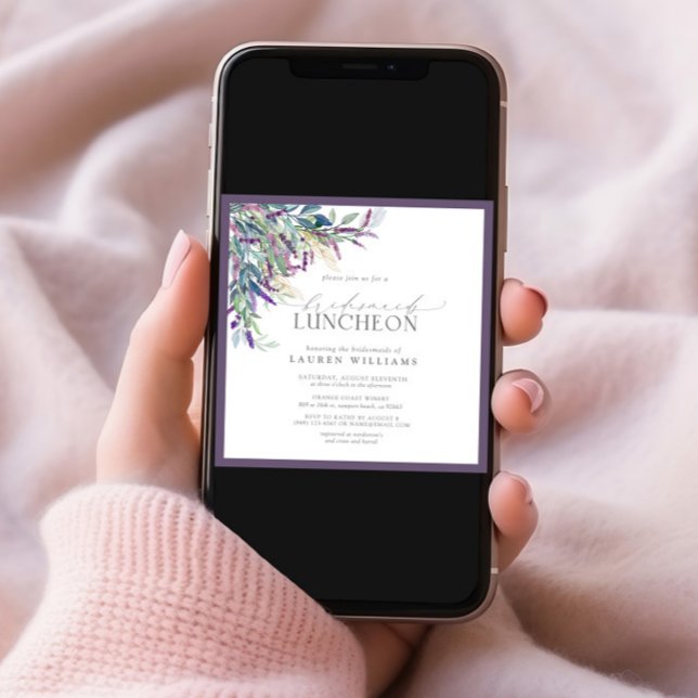 Invitación Elegante Lavanda Floral acuarela Nodal Luncheon (Subido por el creador)