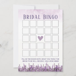 Invitación Elegante lavanda Floral Bridal Shower Bingo