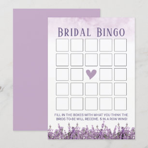 Invitación Elegante lavanda Floral Bridal Shower Bingo