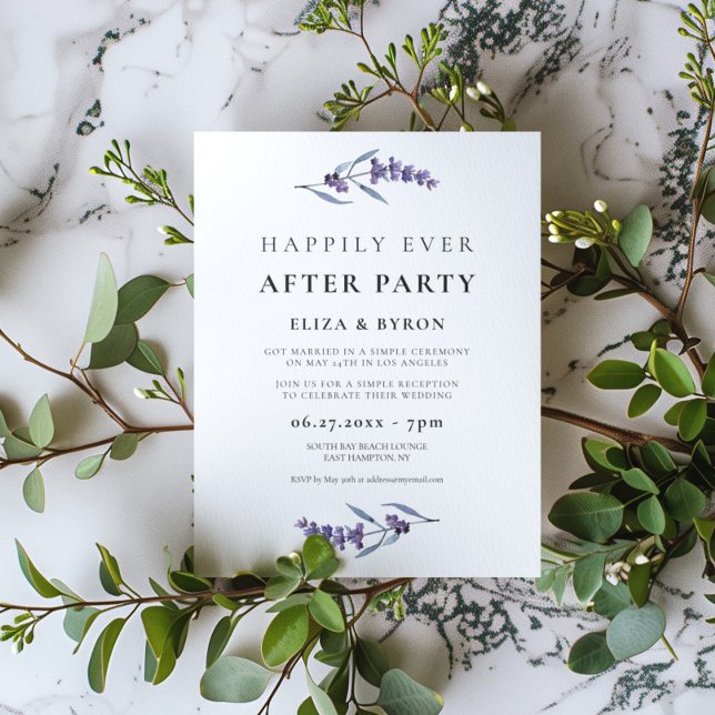Invitación Elegante lavanda floral Feliz para siempre tras fi (Subido por el creador)