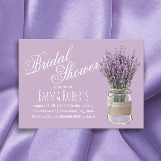 Invitación Elegante Lavanda Floral Jar Purple Bridal Ducha (Subido por el creador)