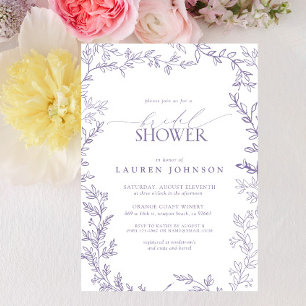 Invitación Elegante Lavanda Floral Leaf Bridal Ducha