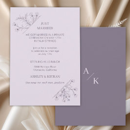 Invitación Elegante lavanda floral moderna recién casada