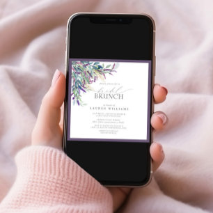 Invitación Elegante Lavanda Floral Watercolor Bridal Brunch
