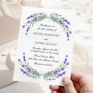 Invitación Elegante Lavanda Flores Boda Violeta