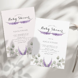 Invitación Elegante Lavanda Greeny Eucalyptus Baby Shower