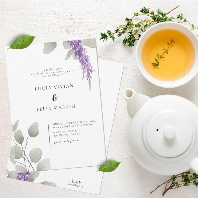 Invitación Elegante Lavanda Greeny Eucalyptus deja Boda (Subido por el creador)