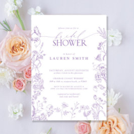 Invitación Elegante Lavanda Victoriana Floral Bridal Ducha