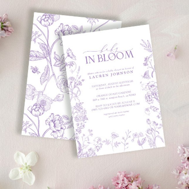 Invitación Elegante Lavanda Victoriano Bebé Floral En Bloom (Subido por el creador)