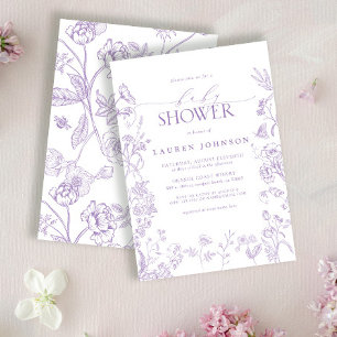 Invitación Elegante Lavanda Victoriano Floral Baby Shower