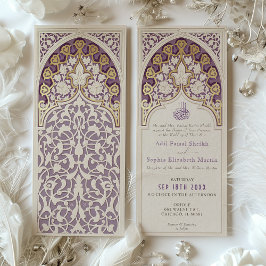 Invitación Elegante Lavanda y Boda islámico Relieve metalizad