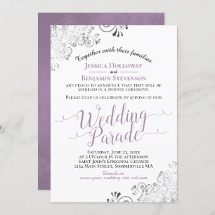 Invitación Elegante Lavanda y Desfile Boda Gris Lacy
