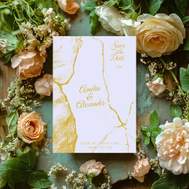 Invitación Elegante Lavanda y Mármol Dorado para Salvar la Fe