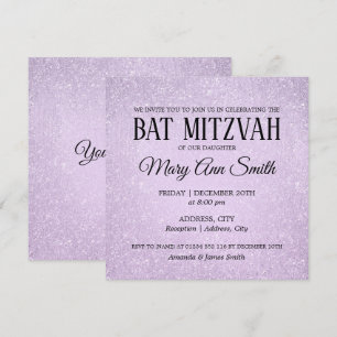 Invitación Elegante Lavender Bat Mitzvah Faux Purpurina Paint