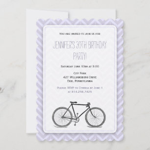 Invitación Elegante Lavender Chevron Vintage Bicycle Cumpleañ
