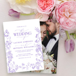 Invitación Elegante Lavender Chinoiserie Boda de fotografía f