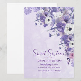 Invitación Elegante Lavender Floral Sweet 16