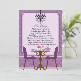 Invitación Elegante Lavender Purple Damask Birthday Tea Fiest