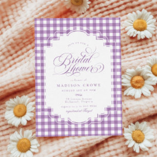 Invitación Elegante Lavender Purple Gingham Bridal Shower