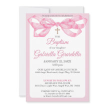 Elegante lazo de cinta de acuarela rosa Bautizo