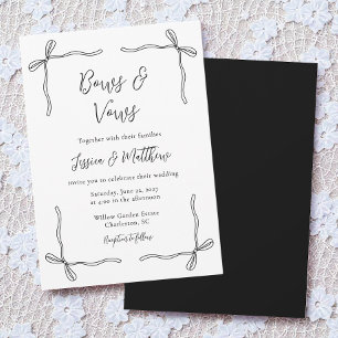 Invitación Elegante Lazo de Coqueta Negro y Blanco para Boda