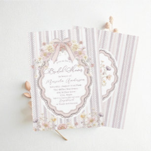 Invitación Elegante lazo de flores silvestres en acuarela pas
