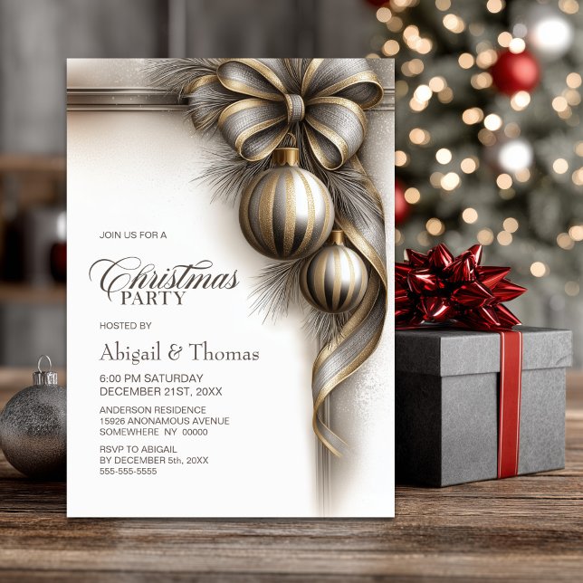 Invitación Elegante lazo de Navidad Fiesta de Navidad (Subido por el creador)