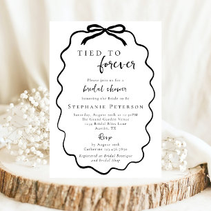 Invitación Elegante Lazo Negro Atado a la Ducha de Novia para
