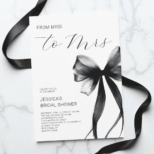 Invitación Elegante lazo negro de señorita a señora para duch