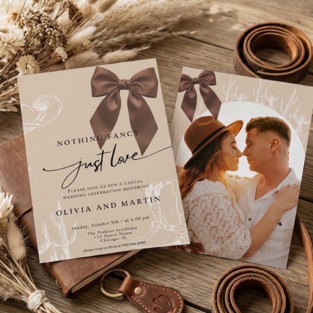Invitación Elegante Lazo Occidental Rústico Boda Fotografía (Subido por el creador)