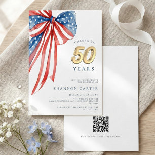 Invitación Elegante lazo patriótico de la bandera americana p