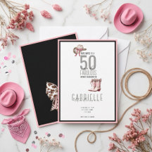 Elegante lazo rosa 50 y Cumpleaños fabuloso