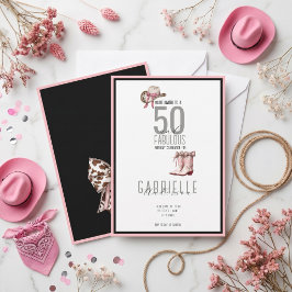 Invitación Elegante lazo rosa 50 y Cumpleaños fabuloso