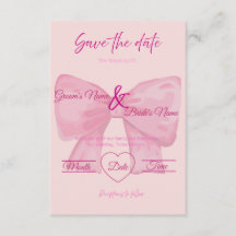 Elegante lazo rosa "Save the Date" Boda 