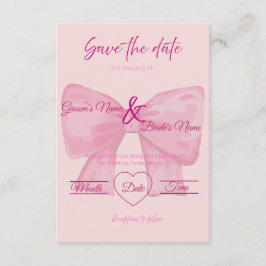 Invitación Elegante lazo rosa "Save the Date" Boda