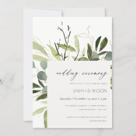 INVITACIÓN ELEGANTE LEAFY VERDE FOLIAGE WATERCOLOR BODA