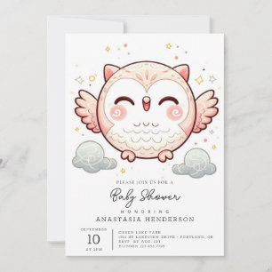 Invitación Elegante Lechuza Moderna Baby Shower