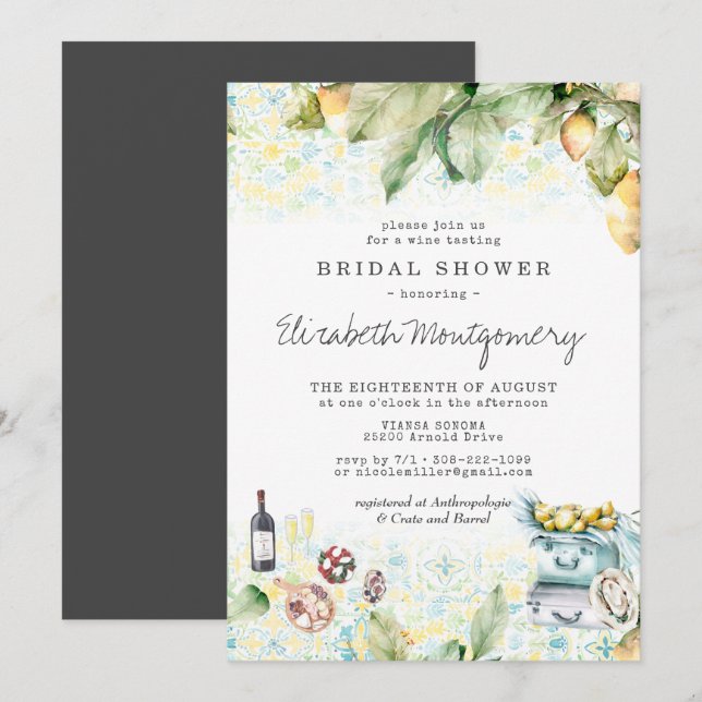 Invitación Elegante Lemon Grove Picnic Bridal Shower (Anverso / Reverso)