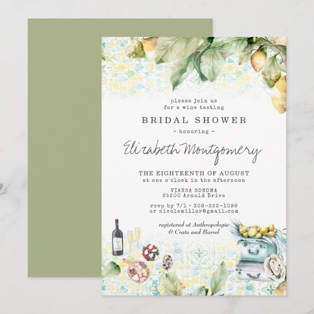 Invitación Elegante Lemon Grove Picnic Bridal Shower (Anverso / Reverso)
