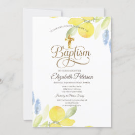 Invitación Elegante Lemones de acuarela cruzada de oro