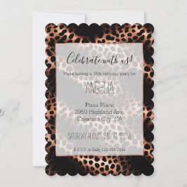 Invitación Elegante Leopardo negro de oro de Rosa Giral