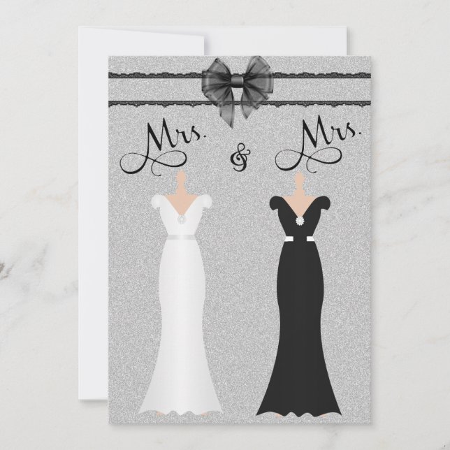 Invitación Elegante Lesbiana Gay Two Brides Wedding Invitatio (Anverso)