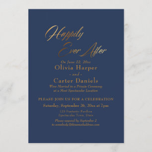 Invitación Elegante Letra Dorada Felices Para Siempre sobre A