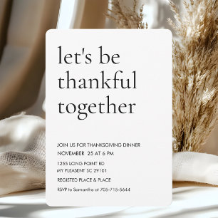 Invitación Elegante letra moderna "Seamos agradecidos juntos"