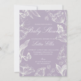 Invitación Elegante Lilac Boho Moda Chica Floral Baby Shower